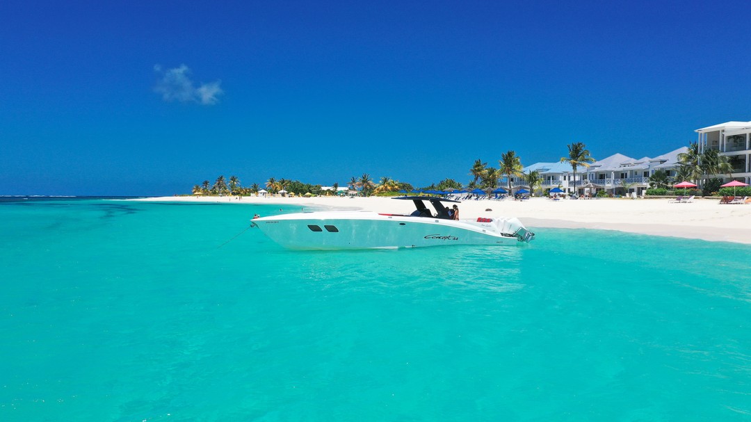 Approaching a private island by boat